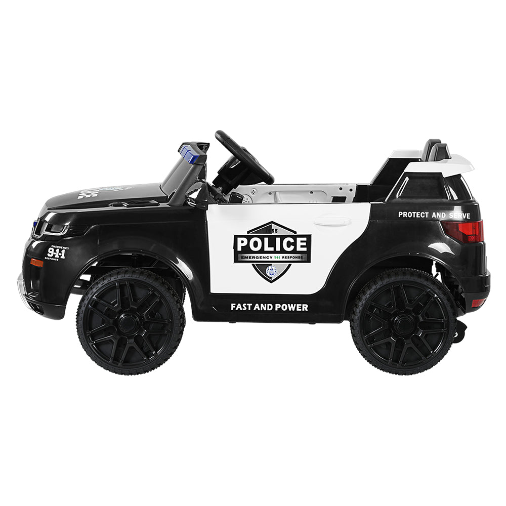 Rigo Kids Electric Patrol Police Ride-On Car 12V Black