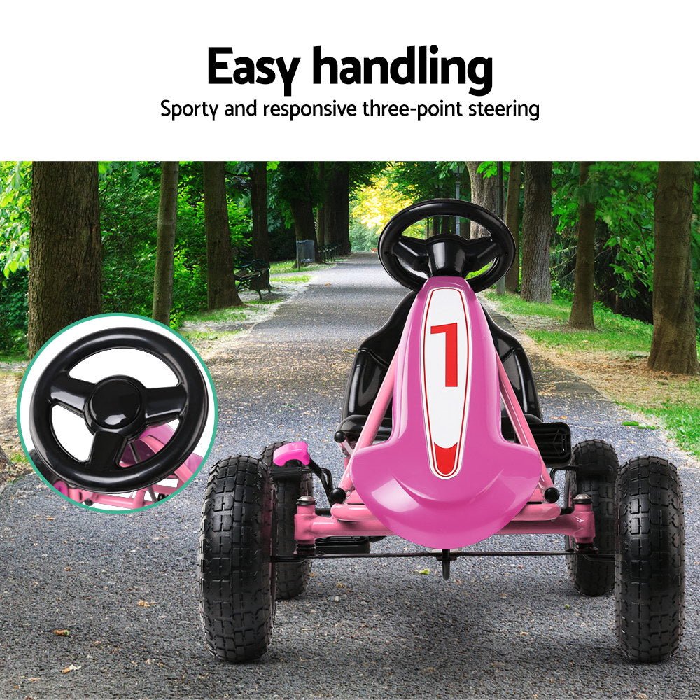 RIGO Kids Pedal Go Kart Pink - Fun pedal kart for childrens outdoor playtime.