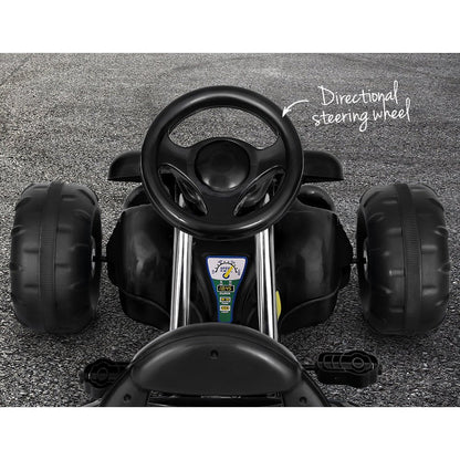 Rigo Kids Pedal Go Kart | Black racing car with plastic tires for home fun.