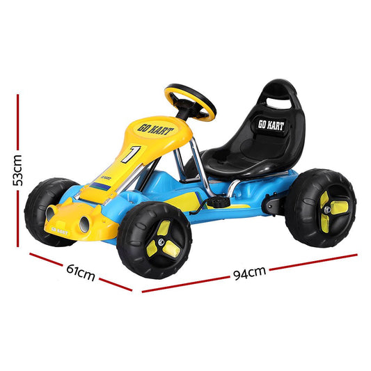 Blue Rigo Kids Pedal Go Kart Toy with Racing Car Design for Home Fun