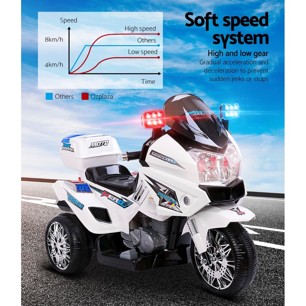 Rigo Kids Police Ride On Motorbike in White - Fun and interactive toy for children.