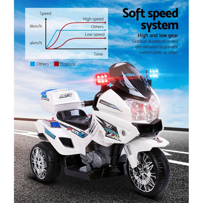 Rigo Kids Police Ride On Motorbike in White - Fun and interactive toy for children.