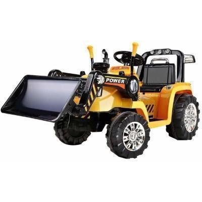 Yellow Rigo Kids Electric Bulldozer, perfect for fun indoor/outdoor play at home.