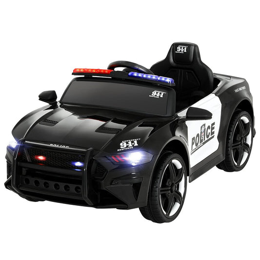 Rigo Kids 12V Black Patrol Police Car - Battery Powered Ride-On Toy for Home Fun