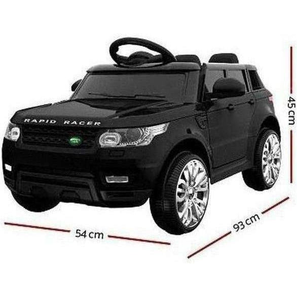 Rigo Kids 12V Black Range Rover Ride On Car, perfect for fun home adventures.