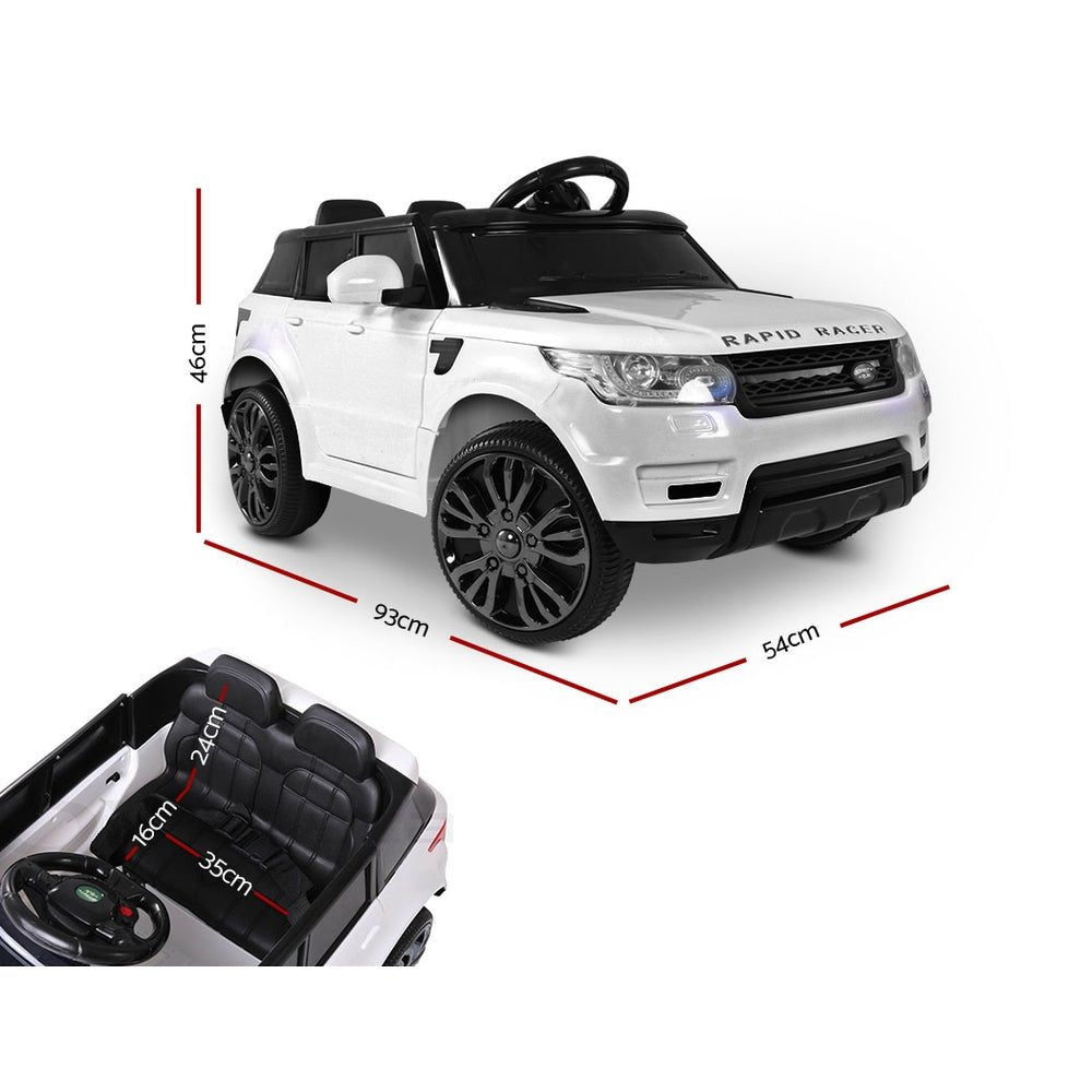 Ride on car for kids | Rigo Range Rover replica in 12V white. Ideal for home fun.