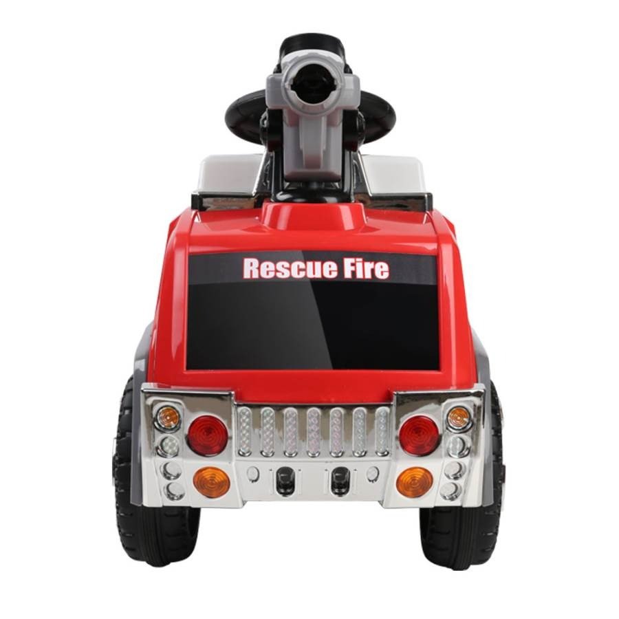 Ride on fire truck toy in red and grey for imaginative play at home.