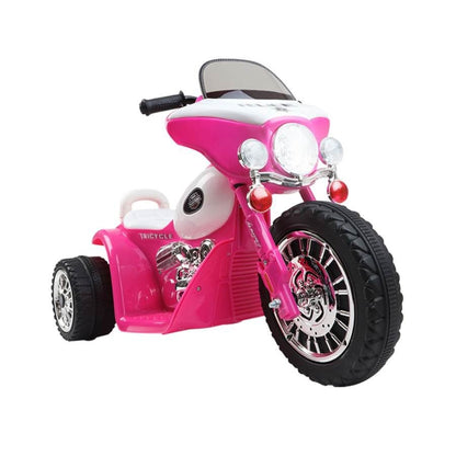 Pink Harley-style kids ride-on motorbike for fun play at home, perfect for young riders