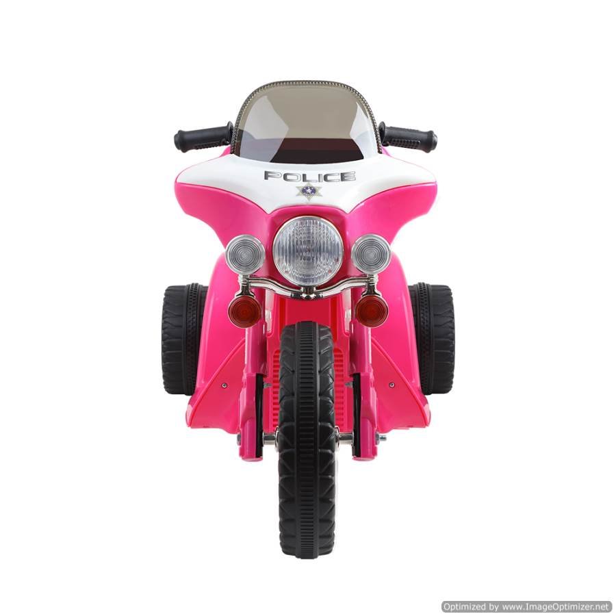 Pink Harley style ride-on motorbike for kids, ideal for fun and imaginative indoor play.