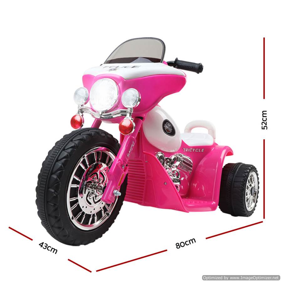 Pink Harley-style kids ride-on motorbike, perfect fun toy for home playtime adventures.