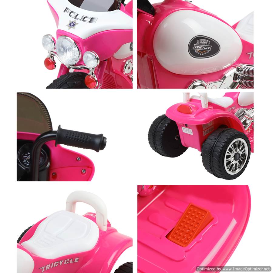 Kids pink Harley-style ride-on motorbike for exciting indoor/outdoor play. Battery-powered fun for home.