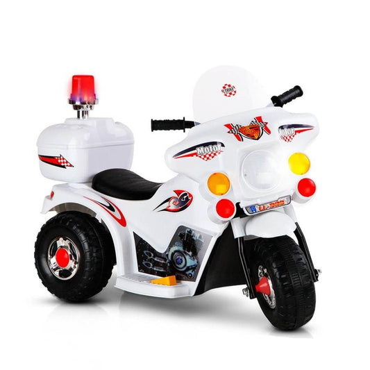 Rigo Kids Ride On Motorbike in White, ideal for childrens indoor/outdoor playtime.