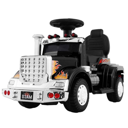 Rigo Kids Ride on Truck in sleek black color, perfect for indoor/outdoor play.