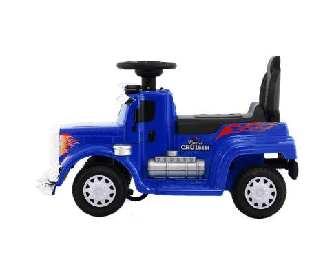 Rigo Kids Ride on Truck Blue - Fun battery-powered toy for outdoor play at home.