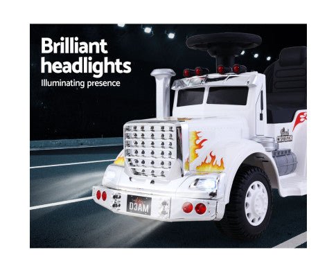 Rigo Kids Ride on Truck White with Headlights