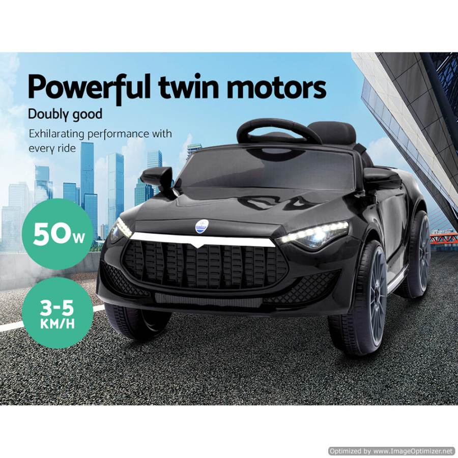 Rigo Maserati Inspired Kids Ride On Car 12v Black Outdoor toy