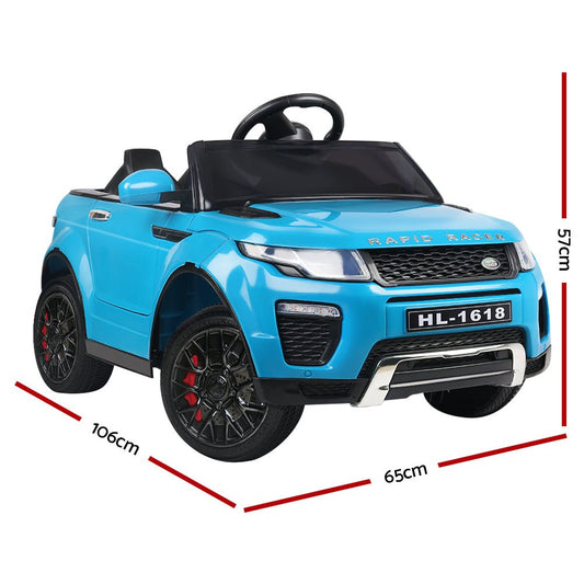 Blue 12V battery-powered Rigo Ride On Car Toy for kids imaginative home play.