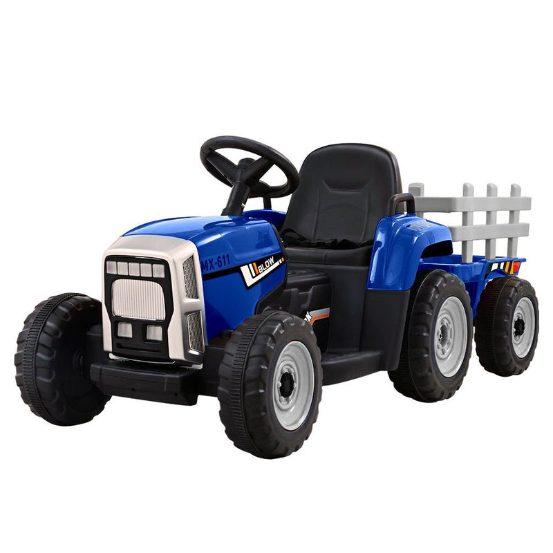 Rigo Ride On Car Tractor Trailer Electric 12V Blue | Kids Mega Mart | Shop Toys Now!