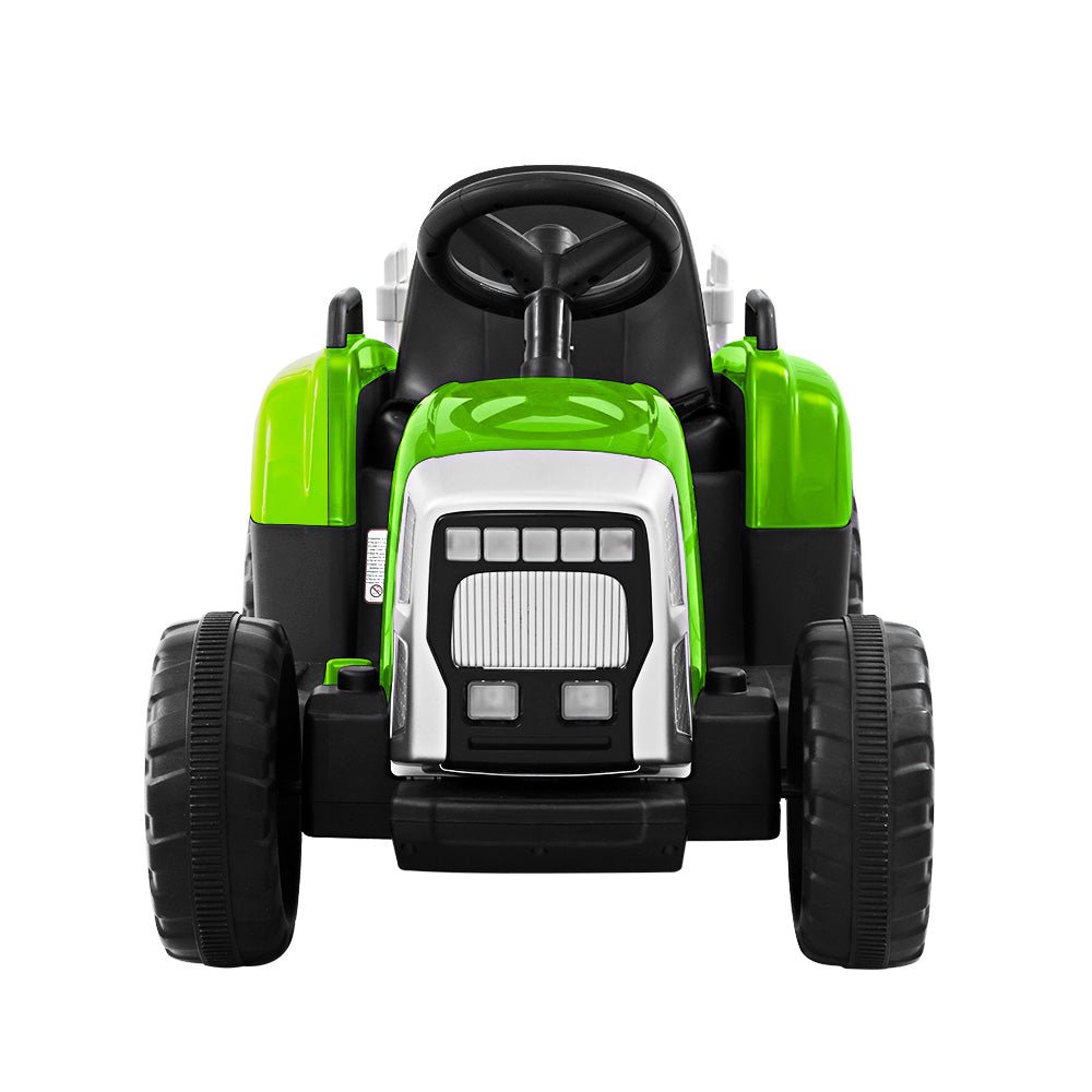 Rigo 12V Green Ride On Tractor with Trailer Kids Toy Car