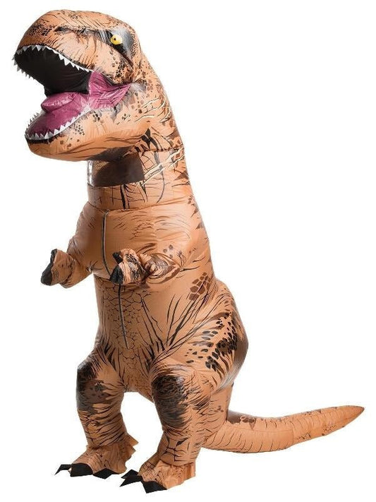 Adult Jurassic World T Rex inflatable costume, perfect for fun at childrens parties.