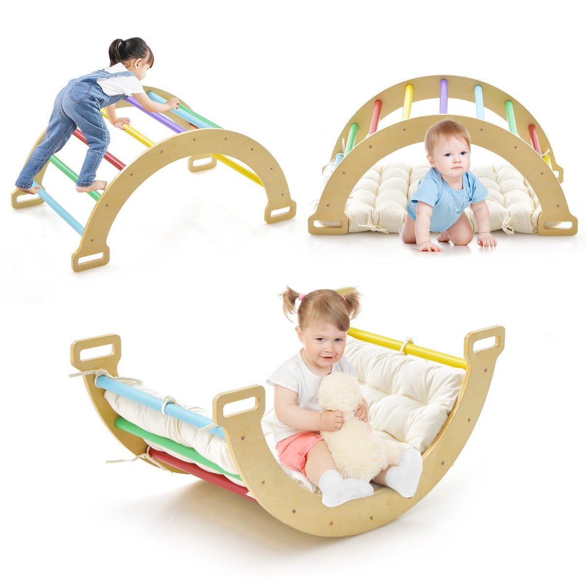 3 in 1 Wooden Arch Rocker | Climb, Crawl and Rock for Toddlers