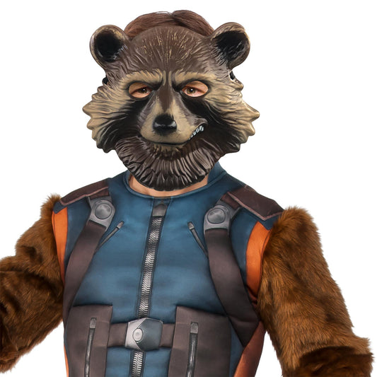 Rocket Raccoon adult costume inspired by Marvels Guardians of the Galaxy for home dress-up.