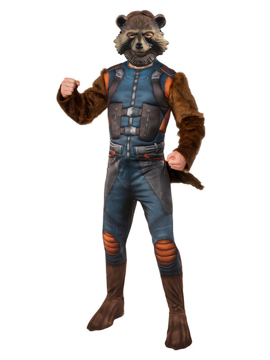 Rocket Raccoon costume for adults from Marvels Guardians of the Galaxy for home dress-up.