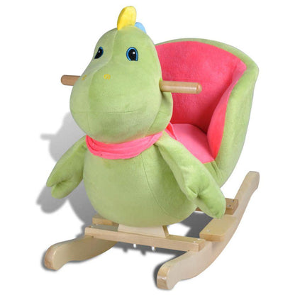 Plush dinosaur rocking animal for toddlers, ideal for imaginative play and home decor.