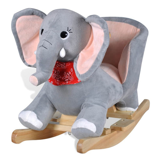 Plush elephant rocking animal for toddlers - cozy, padded seat for kids playtime fun.