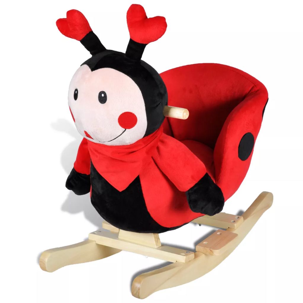 Soft ladybug rocker toy for toddlers, promoting fun and imaginative play at home.