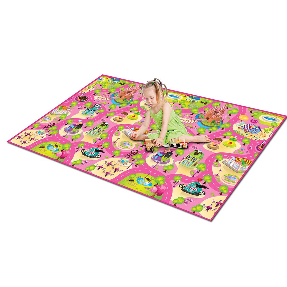 Colorful Candyland-themed kids play mat for interactive play and imaginative storytelling at home.