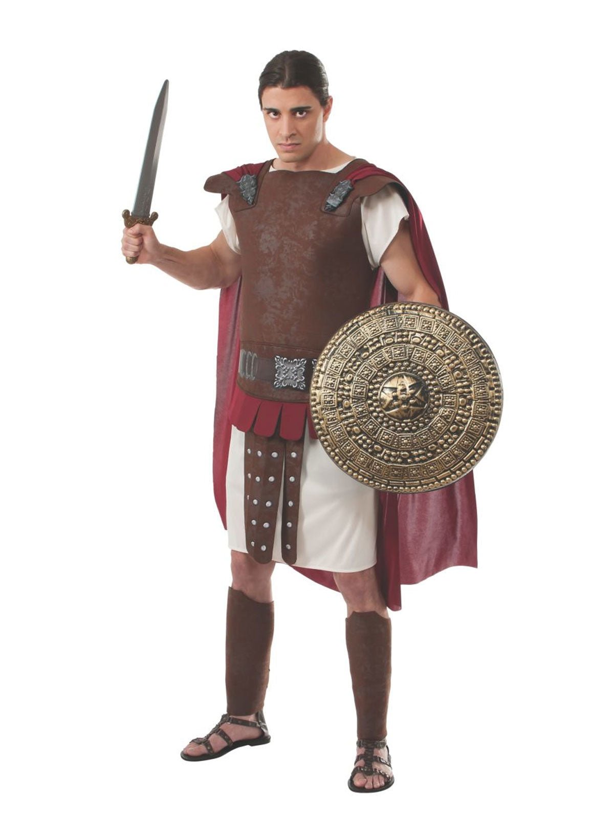 Roman Soldier Adult Costume with Cape and Armor for kids historical play and dress-up.