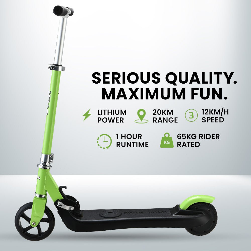 Rovo Kids Hyper Electric Scooter Green for exciting backyard adventures and outdoor fun.