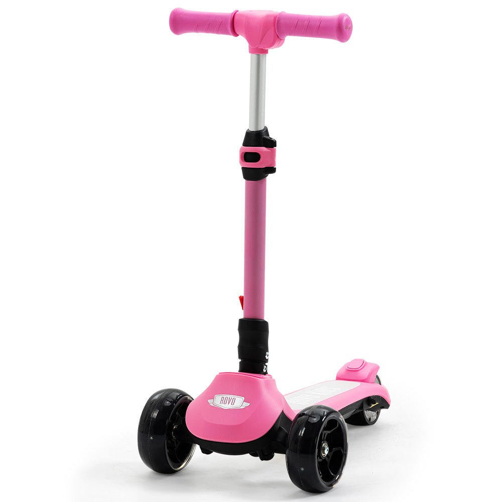 Rovo Triscoot Kids 3 Wheel Electric Scooter Pink