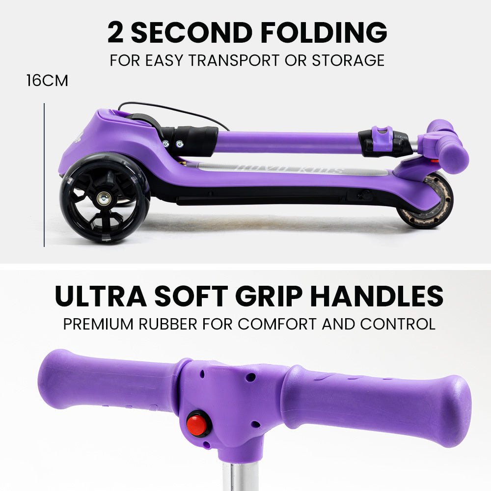 Rovo Triscoot Kids 3 Wheel Electric Scooter Purple