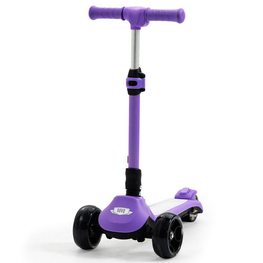 Rovo Triscoot Kids Electric Scooter in Purple, ideal for fun home rides.
