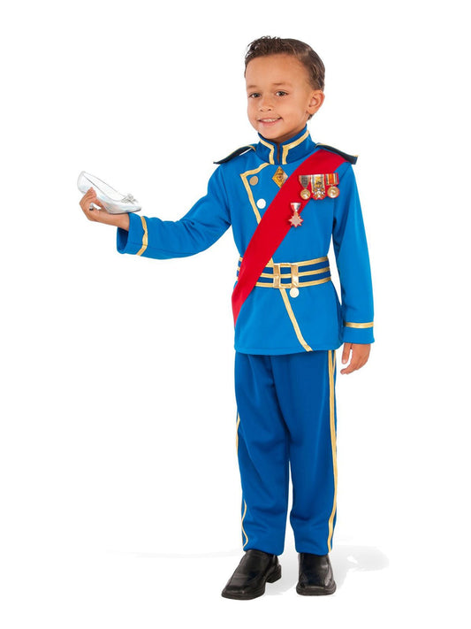 Kids blue and gold royal prince costume, perfect for imaginative play at home.