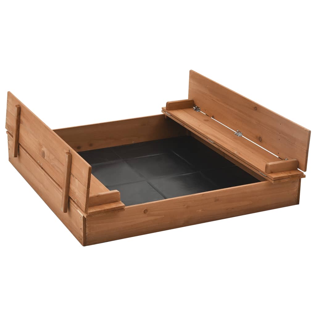 Kids firwood sandbox with convertible lid, perfect for outdoor play and storage. 95x90cm.