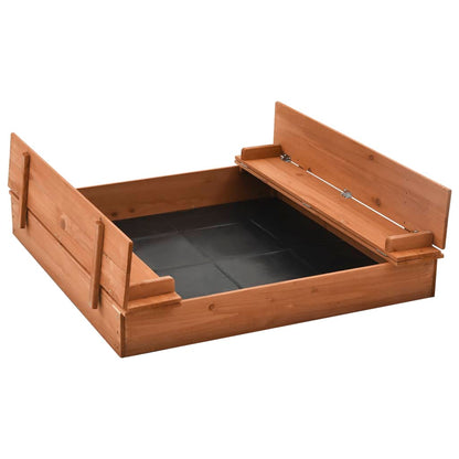 Kids firwood sandbox with convertible lid, perfect for outdoor play and storage. 95x90cm.