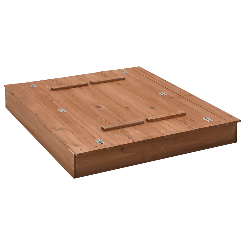 Kids wooden sandbox with convertible lid, ideal for outdoor play in 95x90cm firwood design.