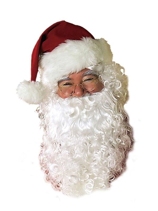 Santa Claus beard and wig set for adult costumes, perfect for holiday parties and events.