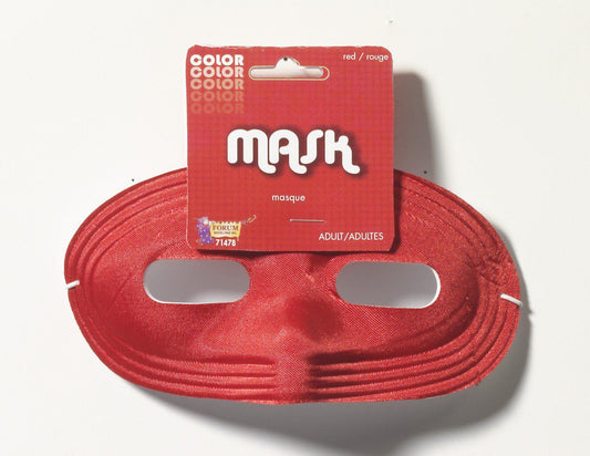 Red satin eye mask for kids role play dress up, versatile unisex costume accessory.