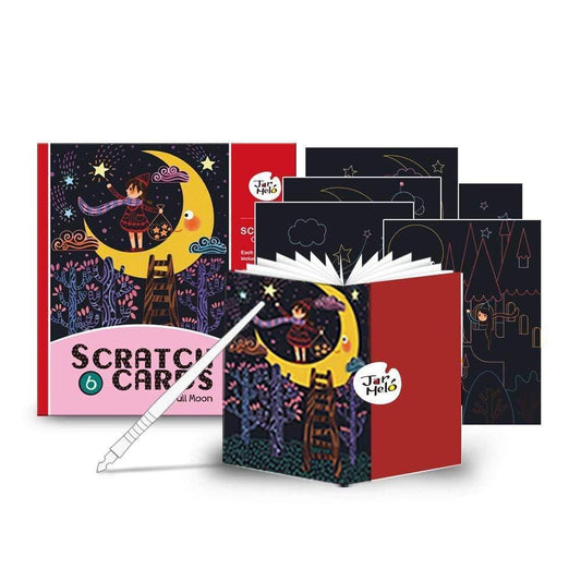 Full Moon Scratch Cards Set for creative kids, ideal for artistic, fun at-home activities.