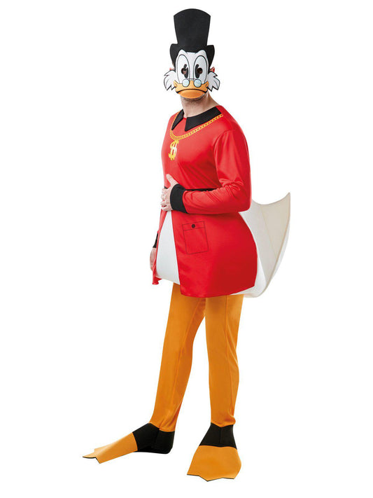 Disney Scrooge McDuck adult costume set with deluxe dressing gown, perfect for playful home loungewear.