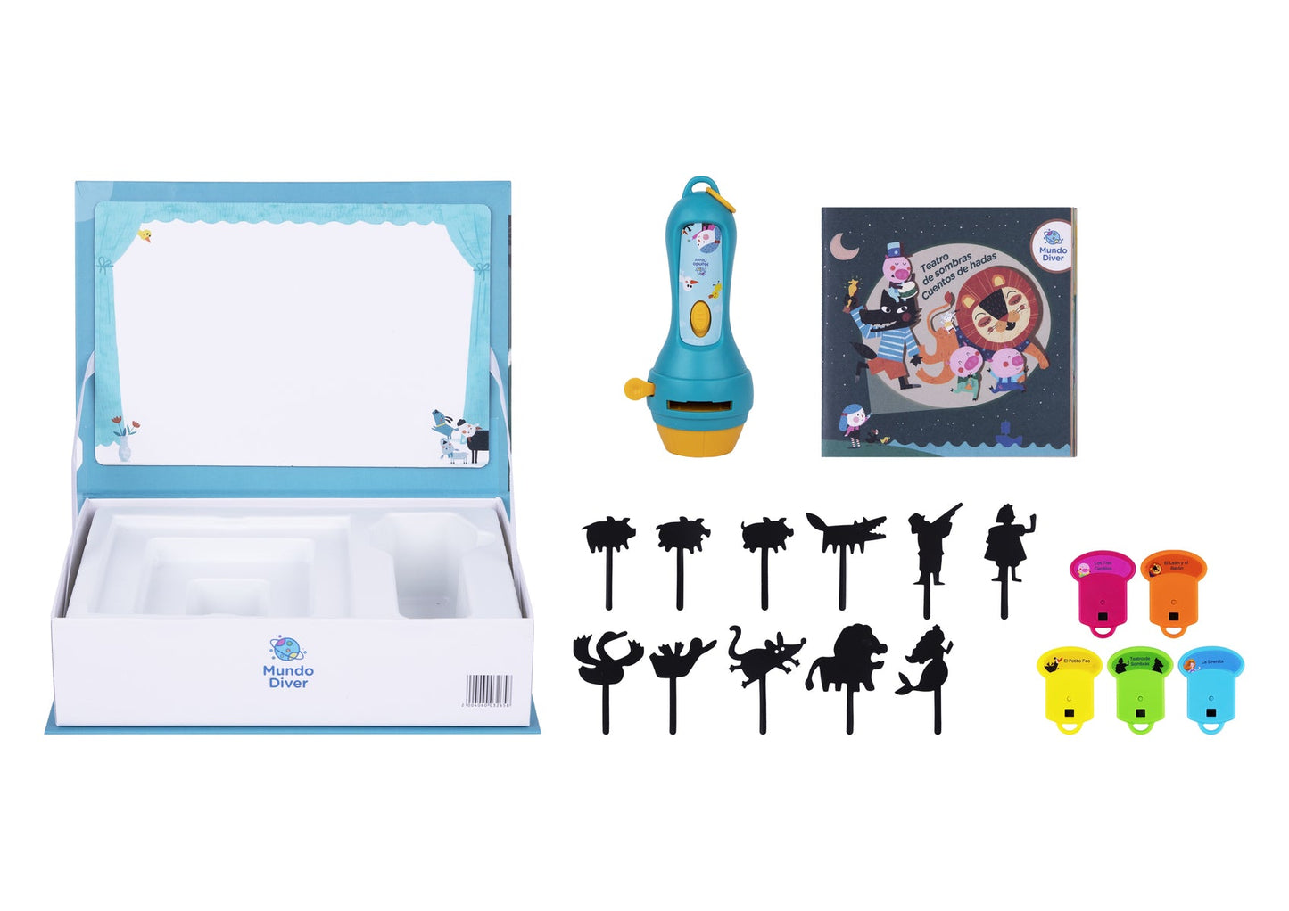 Shadow Theatre Storybook Torch | 5 Fairytales projector for interactive storytelling and playtime.