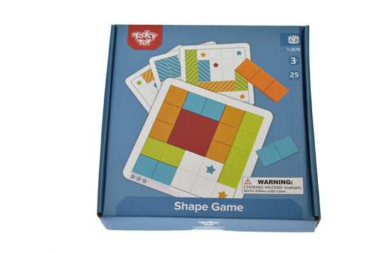 Colorful pentomino shape match game for childrens fun and learning at home.