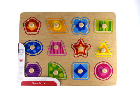 Colorful shape peg puzzle for kids, educational toy for home learning and playtime.