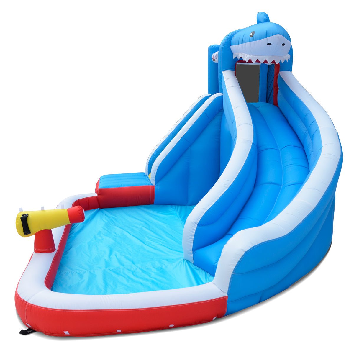 Inflatable Sharky Water Slide for kids, perfect for fun outdoor play and splashing.