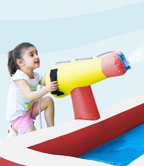 Inflatable Sharky Water Slide for Kids, perfect for outdoor play and splashing fun at home