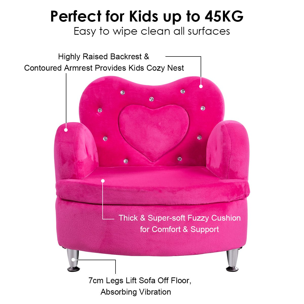 Kids Armrest Chair: Single Sofa for Toddlers, Non-slip Legs, Living Room